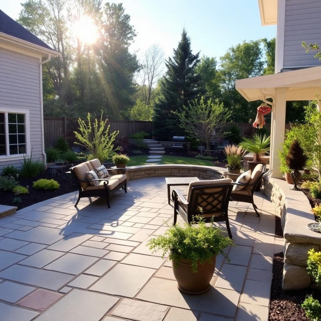 Bluestone paver patio with seating